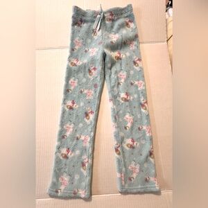 Delia*s fleece pajama pants, Size 7/8 (Girl), light blue, all-over llama design